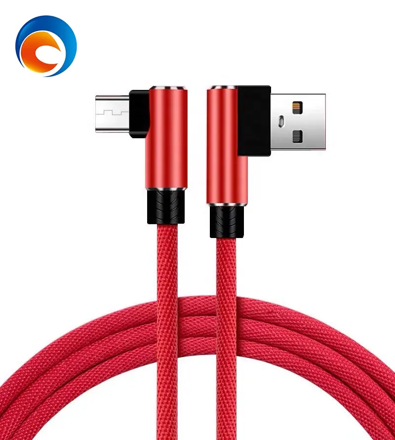 1.5 m Type-C Cable Double Elbow Cotton Cloth 2.4A Right Angle Usb Cable 90 Degree Charging CableためType-C