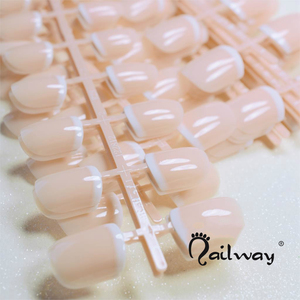 24 pièces <span class=keywords><strong>Rose</strong></span> Nu Blanc Français Faux Ongles Squoval Carré Faux Faux Ongles Couverture Complète Porter Doigt nail Art Conseils - Product Image 4