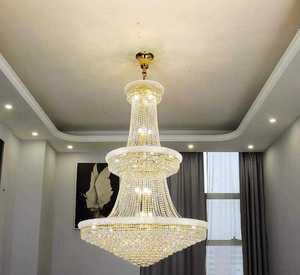 批发豪华欧式光泽金色水晶吊灯酒店别墅双层建筑客厅吊灯 - Product Image 6