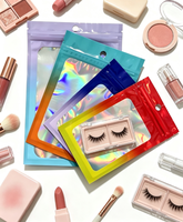 Faible MOQ 100 pièces – Sacs personnalisés en Mylar holographique avec fermeture éclair transparente, pochettes d'emballage en aluminium pour aliments et produits de détail