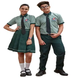 India Supplier OEM Long-lasting Cotton Comfortable High School Uniform Set for Girls & Boys Primary Dress