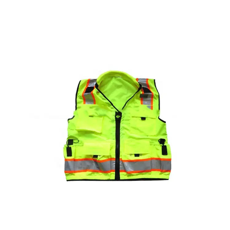 Multi pocket werk vest heren werkkleding ANSI klasse 2 fluorescerende suits surveyor reflecterende veiligheid vest