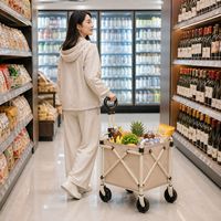 MYL Chariot de courses pliable en acier au carbone avec roues extra-larges, sans pliage, pour camping en extérieur, usage domestique et supermarché, OEM