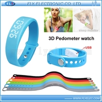 Montre de sport intelligente Alarme à vibrations fortes Montre de mouillage de lit Réveil Rectangle Boîtier Temps Podomètre 3D LED Bracelet en silicone