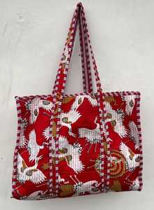 Bolsa de Transporte Acolchada de Algodón, Lavable, con Patrón Tradicional Impreso a Mano, Bolso de Hombro para Viajes y Compras - Product Image 6