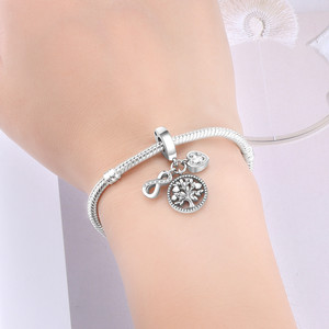 Original White Copper <b>Bead</b> <b>Bracelet</b> - DIY Heart Tree of Life Pendant Jewelry, Personalized Women's Jewelry - Product Image 6