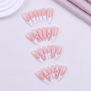 Lot <span class=keywords><strong>de</strong></span> 30 faux ongles à presser, faits main, motifs 3D fleurs et vagues, ongles à couverture complète - Product Image 3