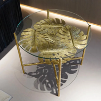 Table à thé de luxe italienne moderne et légère-Métal de haute qualité, conception de villa, canapé central Table basse haut de