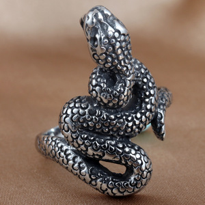 <b>Snake</b> Animal <b>Ring</b> <b>Silver</b> Men's Punk Style Titanium Steel Jewelry 213054 - Product Image 1