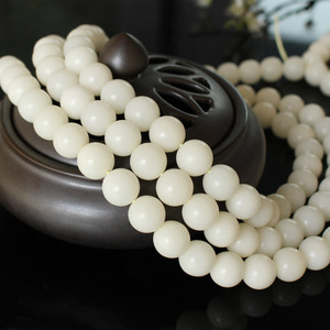 White Jade Bodhi Root <b>Bracelet</b> 108 <b>Beads</b> Round Wood <b>Beads</b> Ethnic Style Jewelry for <b>Men</b> And Women - Product Image 3