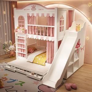 Letto a Castello <span class=keywords><strong>per</strong></span> Bambine Stile Principessa in Legno con Scivolo e Contenitore Ecologico <span class=keywords><strong>per</strong></span> la Cameretta delle Ragazze - Product Image 2
