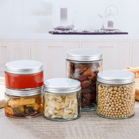 Tarro de Almacenamiento de Vidrio para Alimentos con Tapa de Aluminio Plateado de 8oz 9oz 13oz 16oz 23oz, Recipientes Herméticos para Cocina, Despensa, Especias, Té, Frutos Secos
