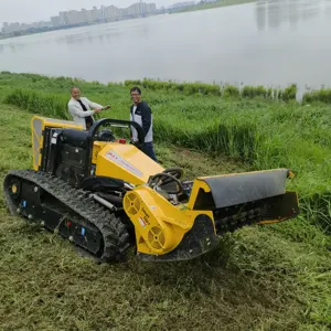 Remote Control Slope Lawn Mower Flail Mulcher Crawler Grass Cutter RC Robotic Cutting Machine For Agriculture Use