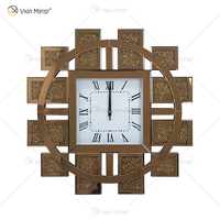 Jam Dinding Kaca Emas Dekorasi Rumah Mewah Desain Kristal Unik Berbentuk Berlian Rusak Arabesque 3D Seni Bergaya Pabrik Kompetitif