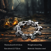 Bracelet en acier titane rétro gothique dominateur pour hommes avec décoration tête de loup boucle croisée animaux faits à la main fêtes cadeaux