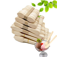 Birchwood – cuillères à crème glacée en bois, bâtonnets à crème glacée jetables, Mini cuillères à gelée carrées