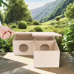 Hot Selling Natural Birch Wood Solid Waterproof Anti-odor Large Space <strong>Hamster</strong> <strong>Hide</strong> with Button Closure for Indoor Outdoor Use - Product Image 2