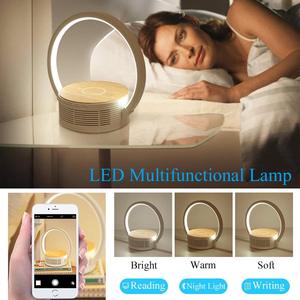 Haut-parleur chargeur sans fil LED RVB avec lumière blanche chaude Trois angles de cadre de lampe réglables Alarme de chevet pratique Boombox - Product Image 6