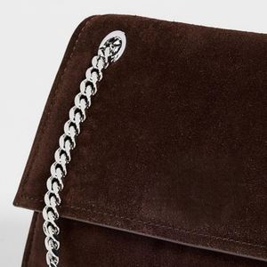 Custom Vintage Lady Single <b>Shoulder</b> Bag DIY Metal Chain <b>Straps</b> Suede Purse Handbags Women Fashion Elegant Summer Winter - Product Image 4