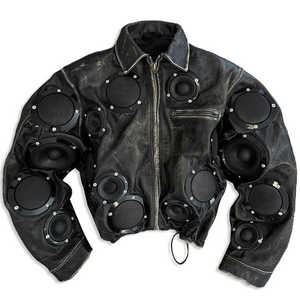 Blouson de moto de course d'hiver en cuir pour hommes Salati Veste de créateur à fermeture éclair lavée à l'acide recadrée en cire Veste Streetwear Hip Hop - Product Image 1