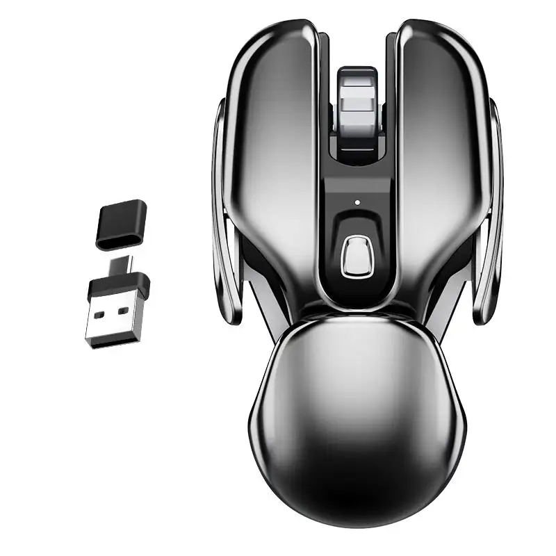 Mouse nirkabel terbaru, mouse bentuk mobil 2.4GHz ergonomis dapat diisi ulang, Mouse air dasar logam USB C untuk Laptop PC MAC