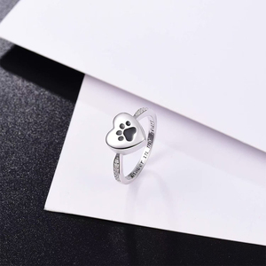 Cincin guci hati cinta baja tahan karat untuk hewan peliharaan anjing kucing abu kenang-kenangan kecil perhiasan Paw Print kremasi cincin jari - Product Image 5