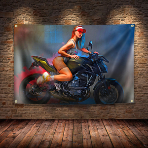 Bandiera Decorativa Sexy Lady per Officine Moto, Poster Autorizzato per Rivenditori, Decorazione Murale, Pubblicità 3x5 FT, Insegna Vintage per Pub e Club - Product Image 6