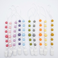 Nouvelle attache-sucette pour bébé avec perles de silicone à mâcher, support de dentition, sans BPA, anti-perte, chaîne en silicone pliable et élancée, 2-4 ans