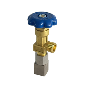 Robinet d'aiguille angulaire en laiton, volant bleu, filetage mâle, adaptateur en acier inoxydable, aiguille angulaire d'instrumentation - Product Image 1