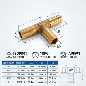 ข้อต่อท่อทองเหลืองคุณภาพสูง TAIWAN HF 1/4" แบบมีหนาม สำหรับเรือและอุปกรณ์ทางทะเล - Product Image 3