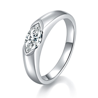 Bague en moissanite de luxe pour femme, taille marquise, 1 carat, en argent 925 plaqué, avec pierres de couleur D, test diamant VVS