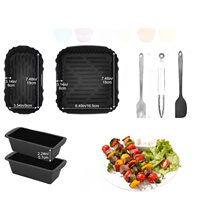 Revêtements de friteuse à air en silicone de qualité alimentaire, réutilisables, antiadhésifs, écologiques, style rectangulaire, avec brosses, spatules et tapis chauffants