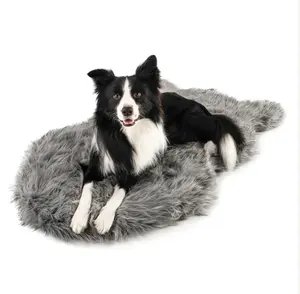 Estera de cama para perros grandes y medianos, alfombrilla cómoda y esponjosa para dormir con perrera lavable y antideslizante para perros y gatos grandes y medianos