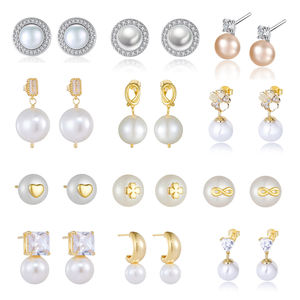 Nouvelles boucles d'oreilles en argent sterling S925 avec perles d'eau douce, style minimaliste, bijoux pour femmes, vente en gros - Product Image 1