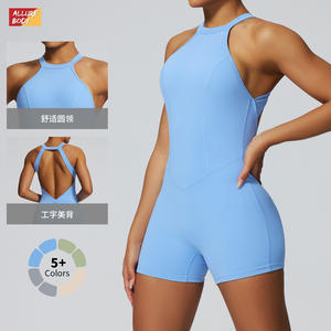 ชุดบอดี้สูทโยคะแบบผูกคอสำหรับผู้หญิง ยี่ห้อ Allure Body ผลิตจากผ้าสแปนเด็กซ์และโพลีเอสเตอร์ แห้งเร็ว เหมาะสำหรับออกกำลังกาย พร้อมฟองน้ำเสริมในตัว - Product Image 5