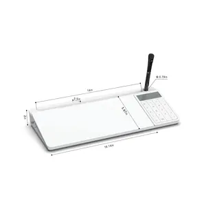 Papan tulis kaca Desktop dengan kalkulator dasar, layar LCD 12 Digit, pengatur meja dengan aksesori untuk kantor 18 "x 6"