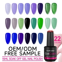 Vernis à ongles gel UV LED professionnel OEM, 15 ml, couleurs mélangées, logo personnalisé, marque privée, échantillon gratuit, facilement dissolvable, pour salon de manucure