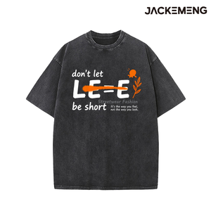 T-shirt Oversize in Cotone Lavato con Stampa 'Don't Let Life Be Short', Stile Retrò Streetwear, Abbigliamento Casual Quotidiano, Maglietta da Magazzino USA, Vendita all'Ingrosso - Product Image 4