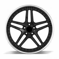 Jantes forgées 3 pièces, 5 branches, centre poli, chrome, lèvre profonde, 18-24 pouces, en alliage 6061-T6 pour voitures américaines, PCD ET personnalisé