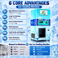 Distributeur automatique de glace en sachets pour entreprise, machine à glaçons libre-service 24h/24 avec paiement par pièces, carte et SDK, 220V 60Hz