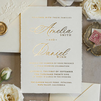 Invitations de mariage personnalisées de style européen avec dorure à chaud, gaufrage et débossage, papier premium, enveloppes avec sceau de cire