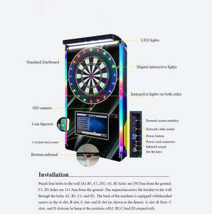 เครื่องเล่นเกมปาลูกดอกหยอดเหรียญ หน้าจอ 15.6 นิ้ว พร้อมไฟ LED กระดานปาลูกดอกเกรดเชิงพาณิชย์ เหมาะสำหรับบาร์ - Product Image 4