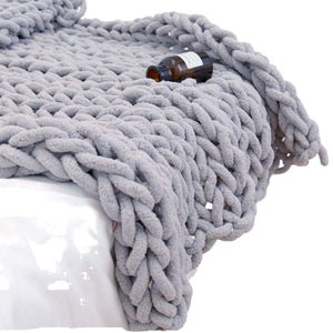 Plaid de luxe personnalisé imprimé, en chenille violette, moderne, respirant, tricoté, épais, tressé et noué, pour chambre à coucher, taille King - Product Image 4