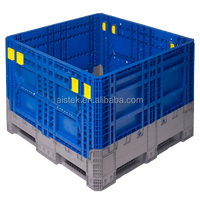 Boîte de rangement empilable pliable en plastique pour conteneur de transport de marchandises et d'équipement