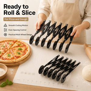 Cortador de Pizza de Acero Inoxidable, Borde Liso y Resistente, 5 Ruedas Giratorias, Cuchillo de Cocina Antiadherente - Product Image 4