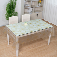 Nappe rectangulaire transparente en PVC RNPT, motif petites fleurs dorées, pour réceptions de mariage et tables de banquet