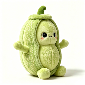 Peluche de melon personnalisée, jouet en peluche doux en forme de fruit avec de grands yeux, adorable personnage de melon vert avec bras - Product Image 4