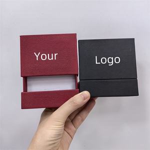 Boîte à bijoux de luxe coulissante 9*9cm Boîte d'emballage de bijoux en carton personnalisée Boîte à collier coulissante avec logo personnalisé - Product Image 1