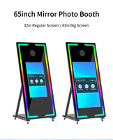 Photomaton tactile haute définition avec texture bois, éclairage RGB et miroir pour fêtes, compatible DSLR, pour événements et fournitures de fête
