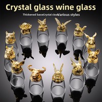 Ensemble de Verres à Vin en Cristal de Haute Qualité, Thème Animaux du Zodiaque, Verres à Liqueur, Carafe, Verres à Shot et Coffret Cadeau